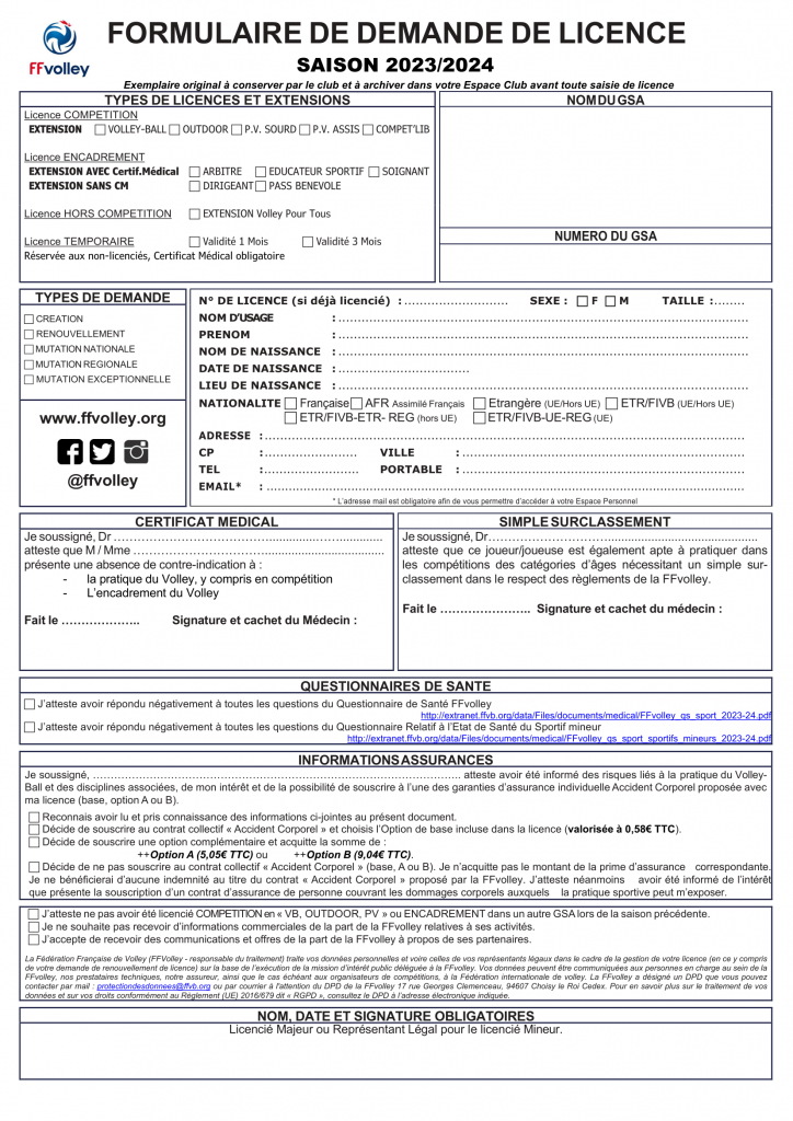 Formulaire Demande Licences 2023 2024 1