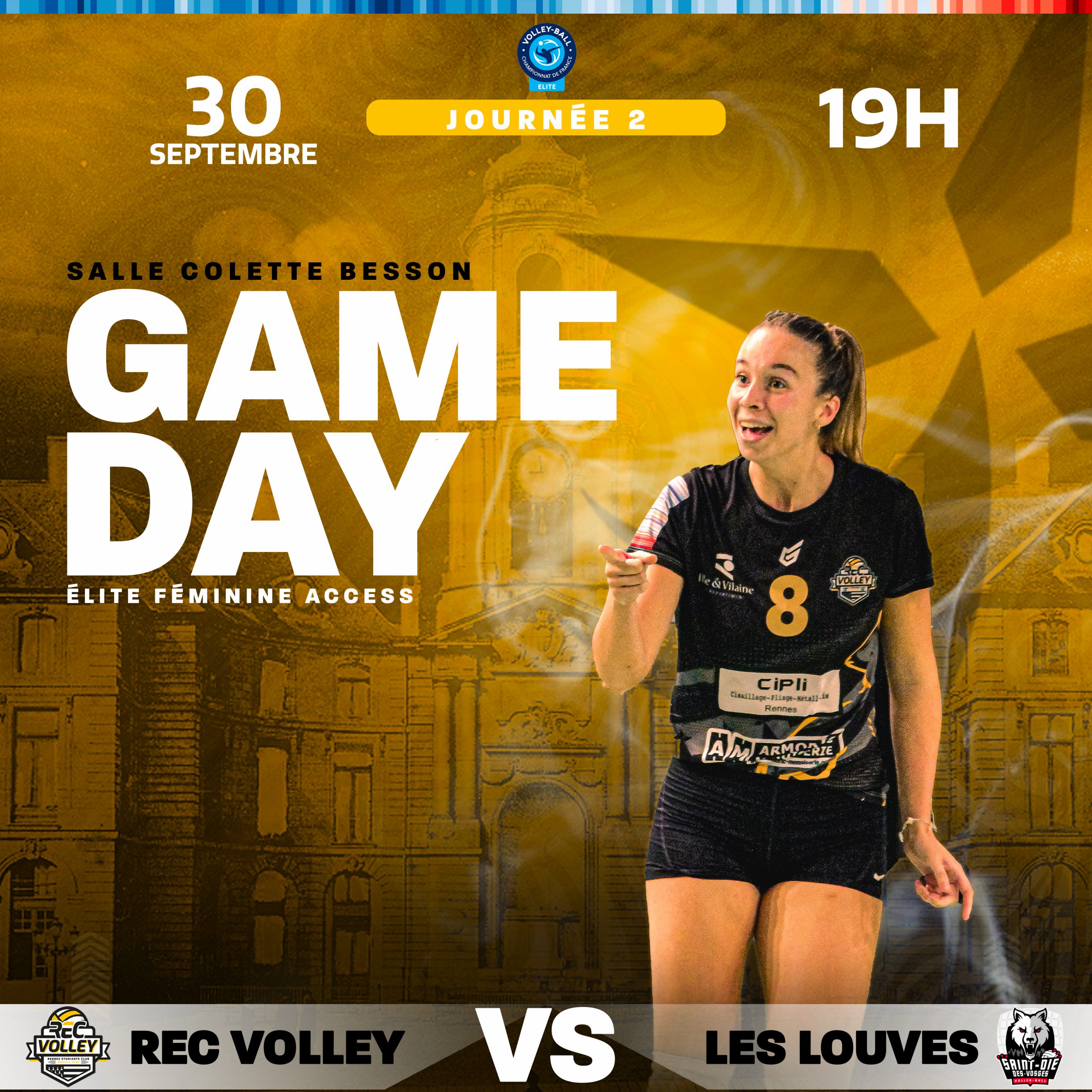 Affiche Match REC Vs Les Louves Carre